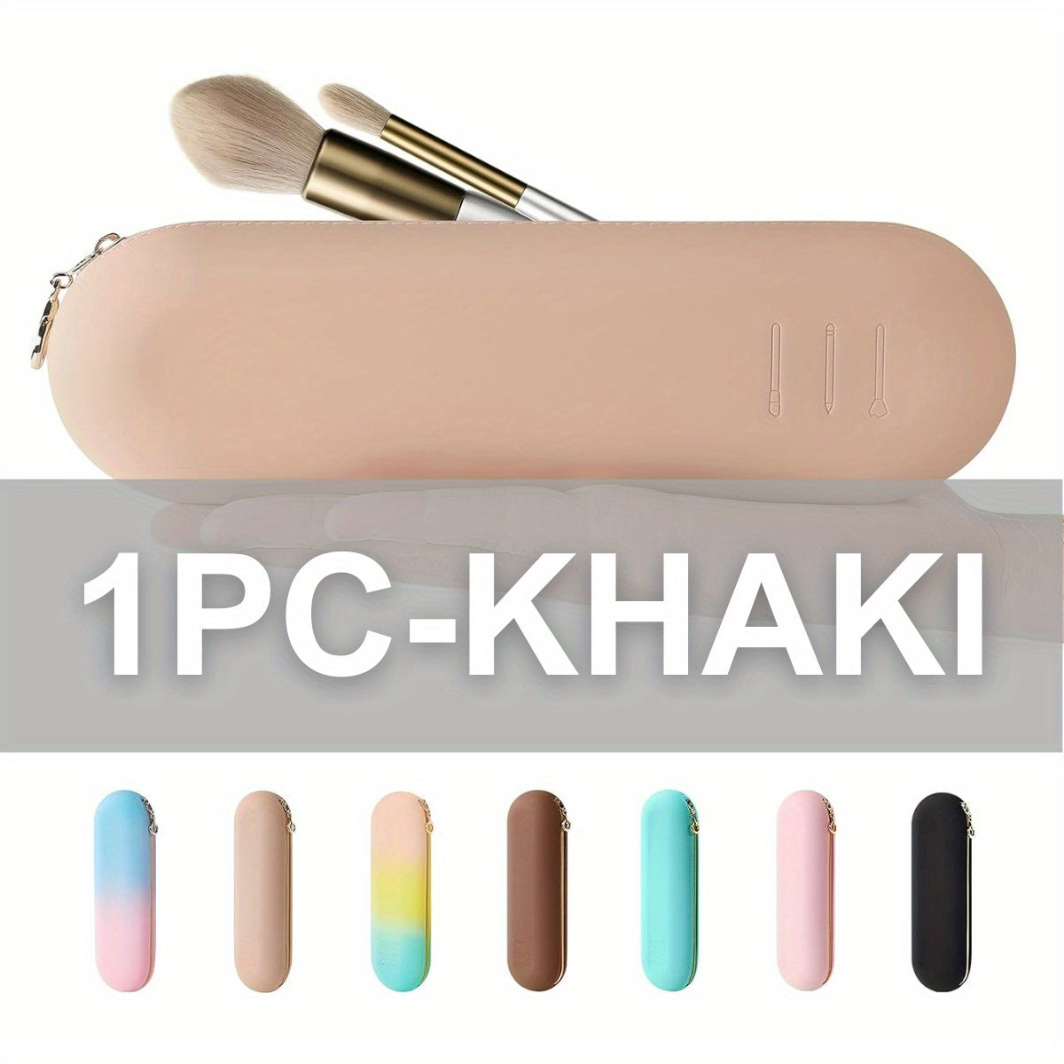 1pc Chic Silicone Makeup Brush Holder & Organizer – Portable Travel Case with Zipper Closure, Anti-Fall Design, and 10-Brush Capacity – Ideal for Eyebrow Brushes & Essential Makeup Tools, Perfect for On-the-Go, School, Office & Daily Use (Pink), Makeup