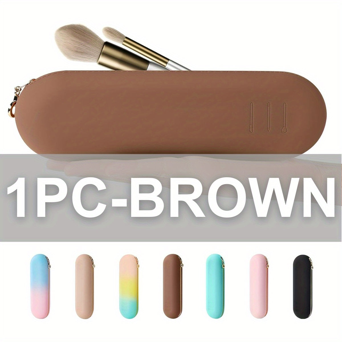 1pc Chic Silicone Makeup Brush Holder & Organizer – Portable Travel Case with Zipper Closure, Anti-Fall Design, and 10-Brush Capacity – Ideal for Eyebrow Brushes & Essential Makeup Tools, Perfect for On-the-Go, School, Office & Daily Use (Pink), Makeup