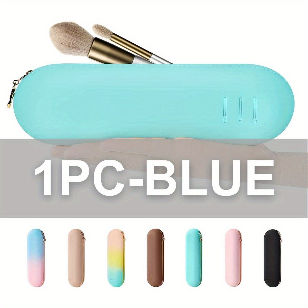 1pc Chic Silicone Makeup Brush Holder & Organizer – Portable Travel Case with Zipper Closure, Anti-Fall Design, and 10-Brush Capacity – Ideal for Eyebrow Brushes & Essential Makeup Tools, Perfect for On-the-Go, School, Office & Daily Use (Pink), Makeup