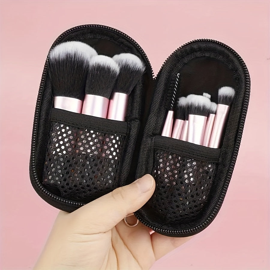 10pcs for hello kitty Mini Makeup Brush Set, Portable Travel with Storage Box, Powder Brush Contour Brush, Eyeshadow Brush, Eyebrow Brush Concealer Brush Kit, Professional Makeup Brushes, Women'S Cosmetics