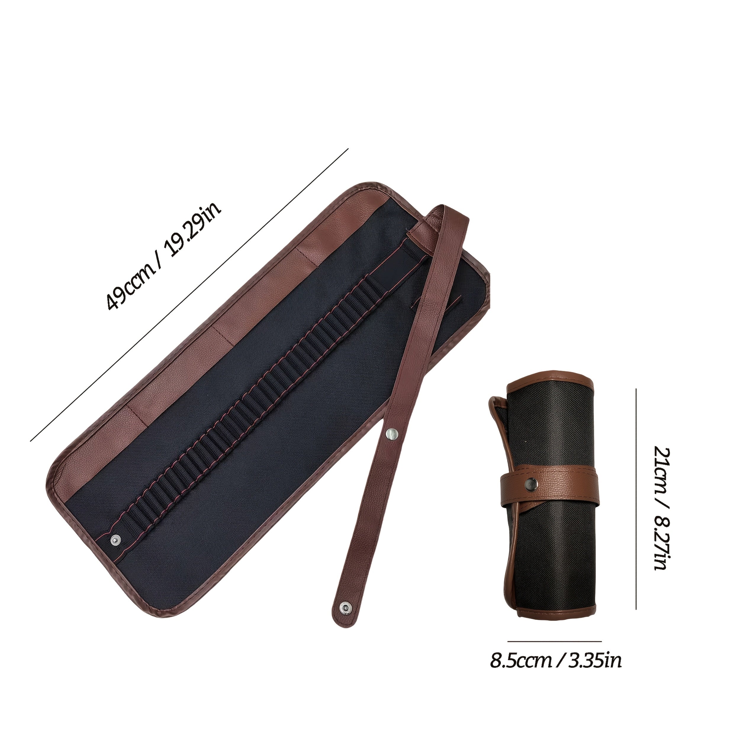 1 Durable Oxford Cloth and PU Combination Pencil Case - 36 Hole Large Capacity Pen Curtain, Brown Canvas Roll Daily Office Supplies Storage, Office Supplies and Accessories, Professional Drawing Supplies, Can Store Pencils, Carbon Pencils, Sharpener